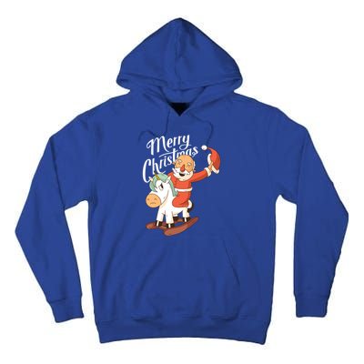 Funny Santa Riding Xmas Unicorn Rodeo Merry Christmas Gift Tall Hoodie