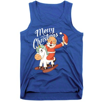 Funny Santa Riding Xmas Unicorn Rodeo Merry Christmas Gift Tank Top