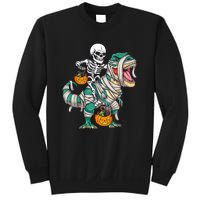 Funny Skeleton Riding Mummy Dinosaur T Rex For Halloween Gift Sweatshirt