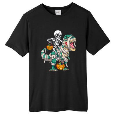 Funny Skeleton Riding Mummy Dinosaur T Rex For Halloween Gift Tall Fusion ChromaSoft Performance T-Shirt