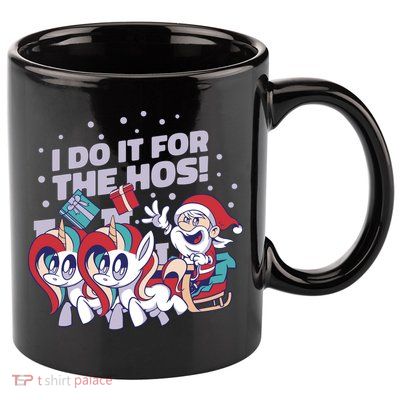 Funny Santa Riding Sleighs With Unicorns 11oz C Handle Ceramic Mug