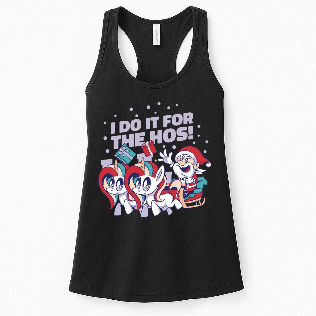 Funny Santa Riding Sleighs With Unicorns Womens Tank Top