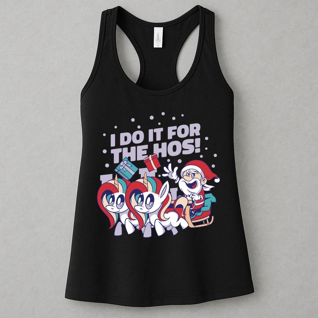 Funny Santa Riding Sleighs With Unicorns Womens Tank Top
