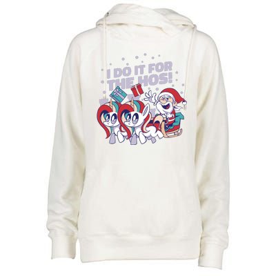 Funny Santa Riding Sleighs With Unicorns Womens Funnel Neck Pullover Hood