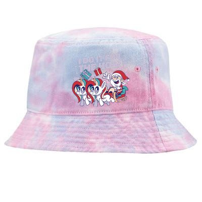 Funny Santa Riding Sleighs With Unicorns Tie-Dyed Bucket Hat