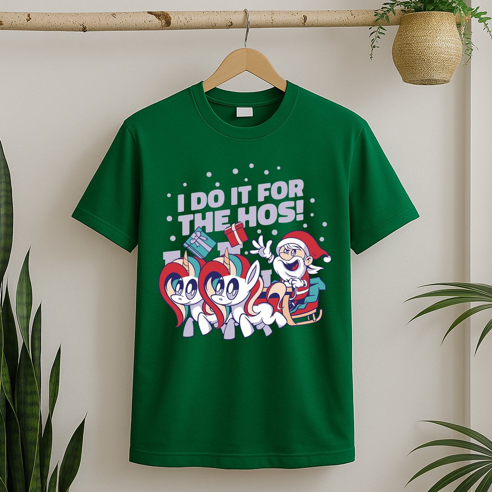 Funny Santa Riding Sleighs With Unicorns T-Shirt