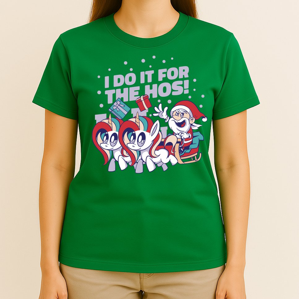 Funny Santa Riding Sleighs With Unicorns T-Shirt