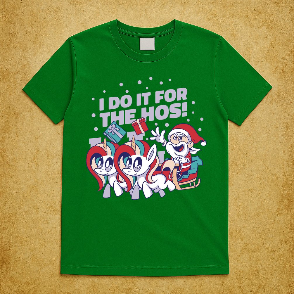 Funny Santa Riding Sleighs With Unicorns T-Shirt