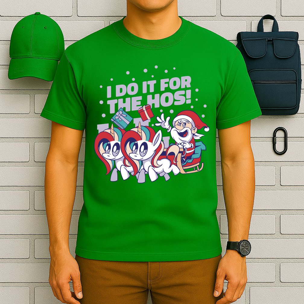 Funny Santa Riding Sleighs With Unicorns T-Shirt