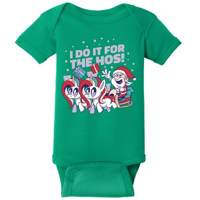 Funny Santa Riding Sleighs With Unicorns Baby Bodysuit