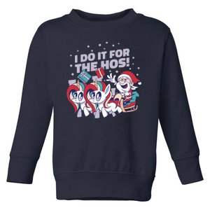 Funny Santa Riding Sleighs With Unicorns Toddler Sweatshirt