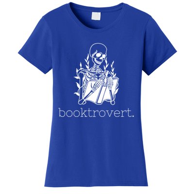 Funny Skeleton Reading Book Lover Booktrovert Gift Women's T-Shirt