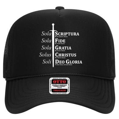 Five Solas Reformed Christian High Crown Mesh Back Trucker Hat