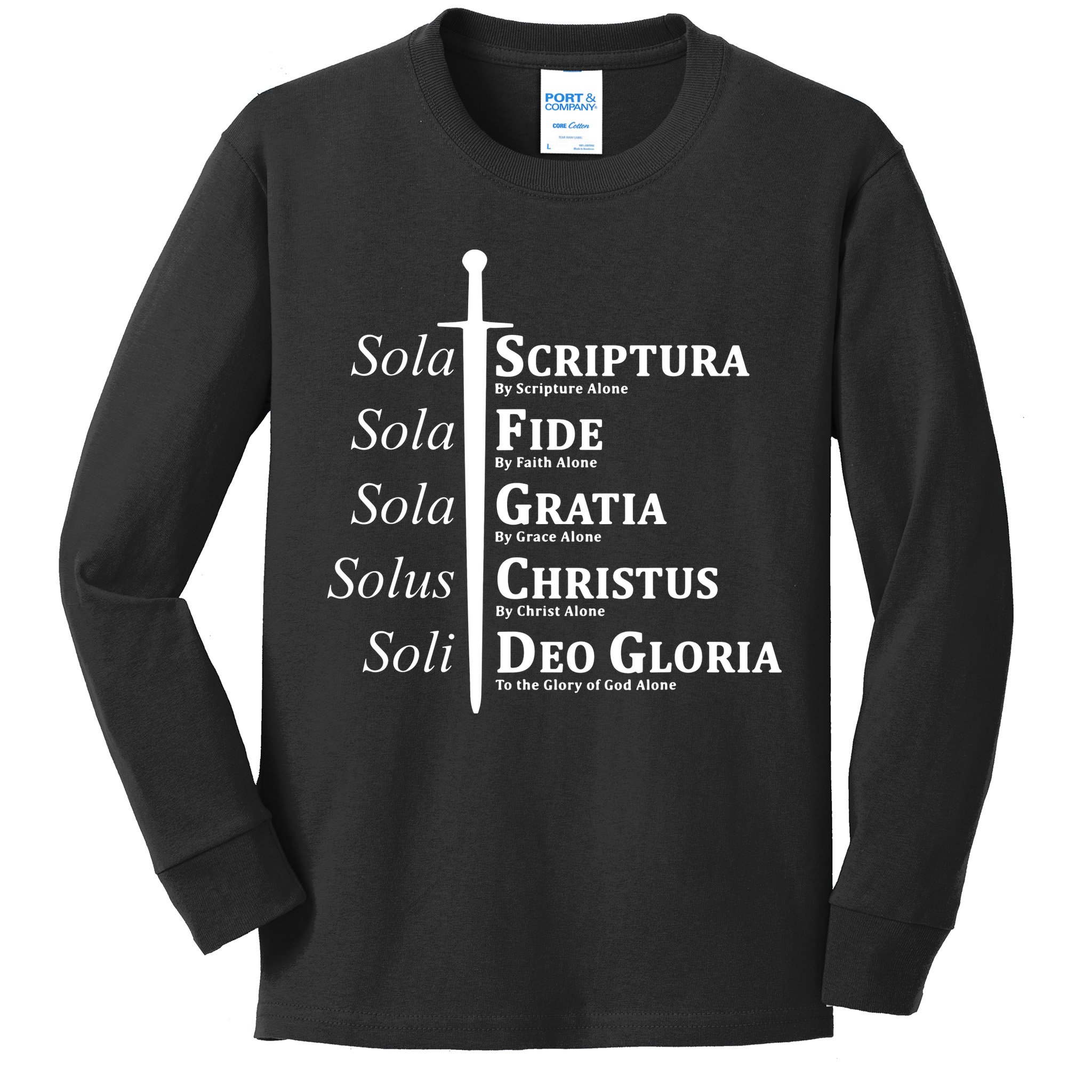 Five Solas Reformed Christian Kids Long Sleeve Shirt