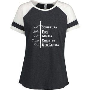 Five Solas Reformed Christian Enza Ladies Jersey Colorblock Tee