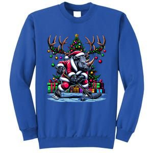 Funny Santa Rhino Playing Hockey Christmas Gift Sweatshirt