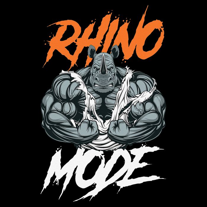 Funny Strong Rhino With Big Biceps Rhino Mode For Gym Lover Flexfit Unipanel Trucker Cap