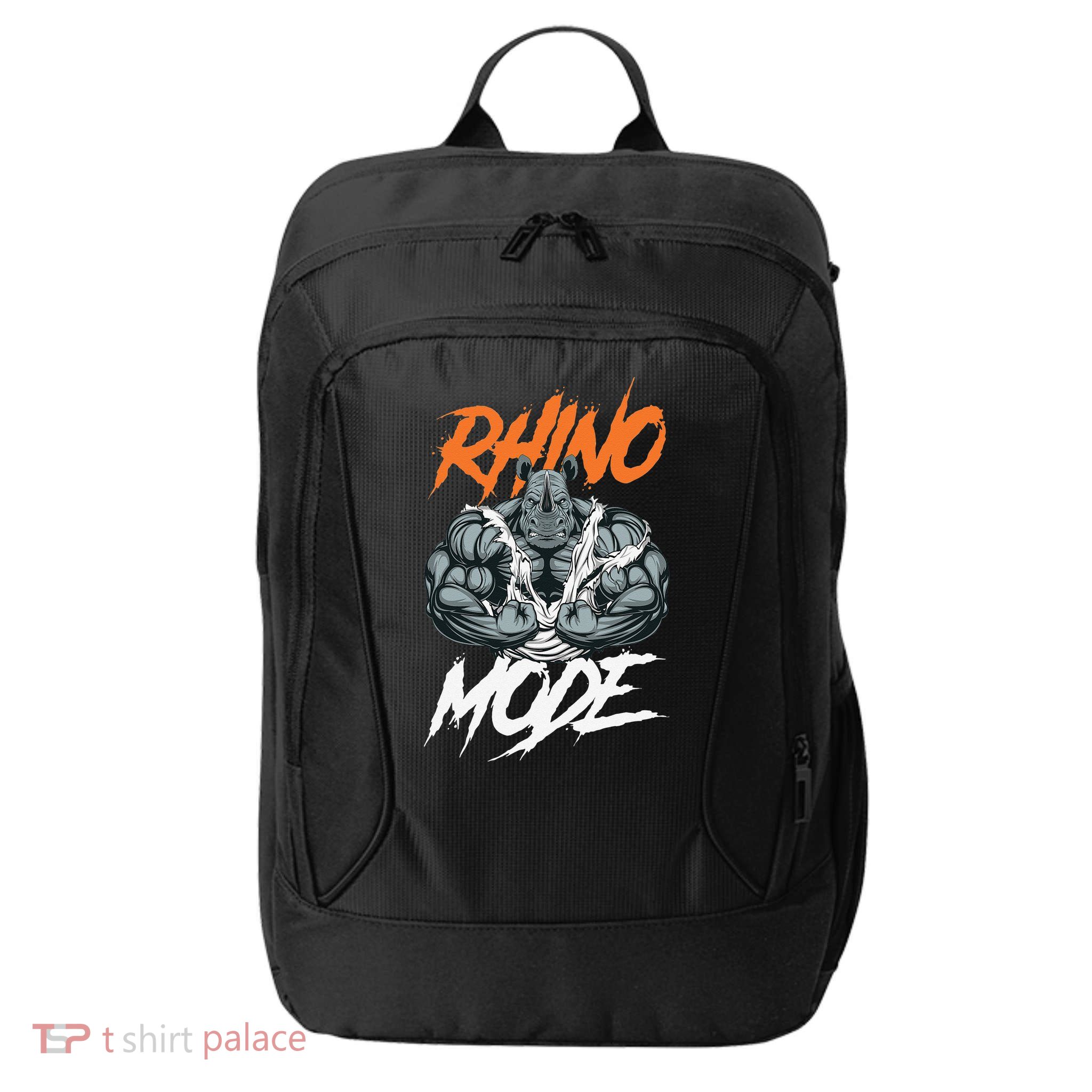 Funny Strong Rhino With Big Biceps Rhino Mode For Gym Lover City Backpack