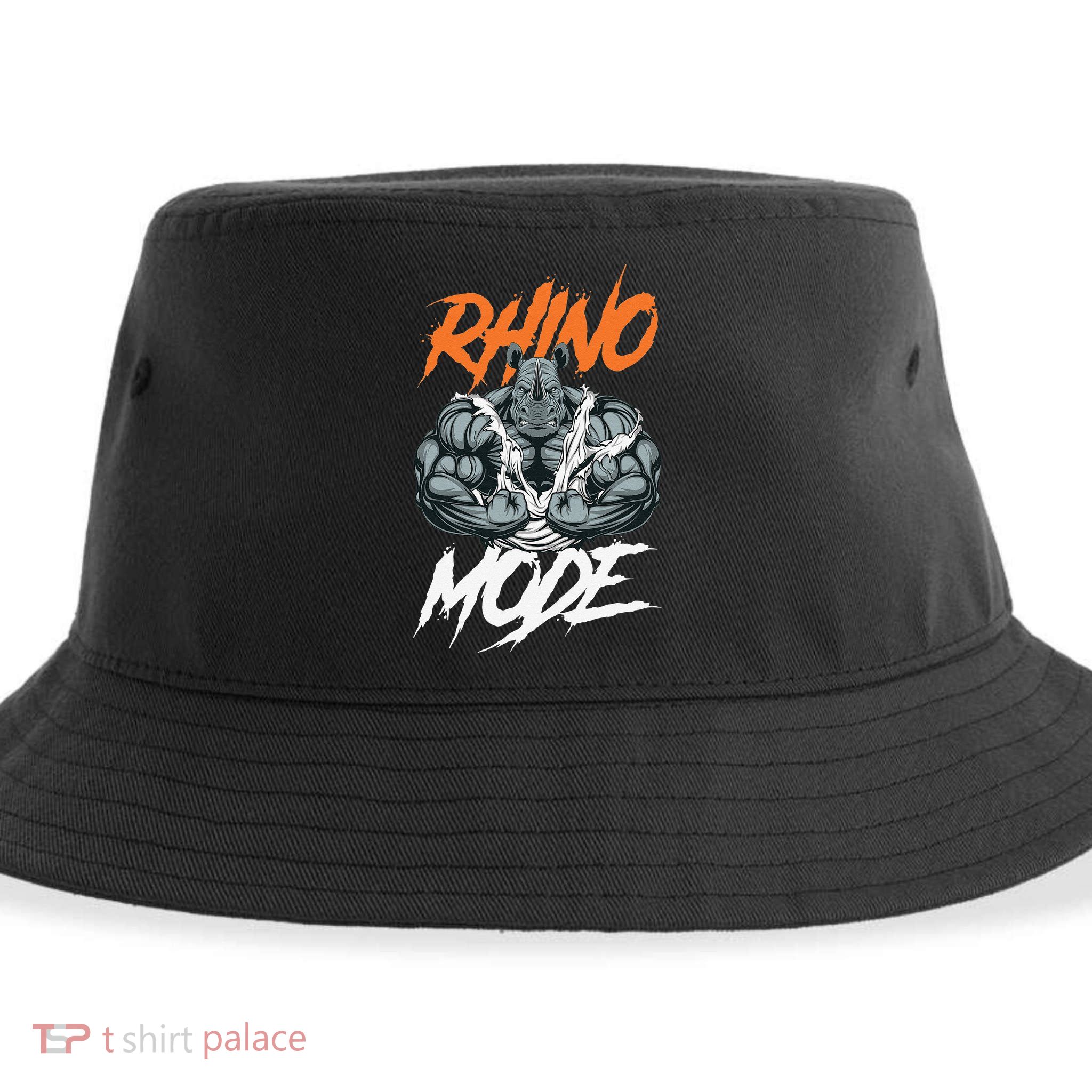 Funny Strong Rhino With Big Biceps Rhino Mode For Gym Lover Sustainable Bucket Hat