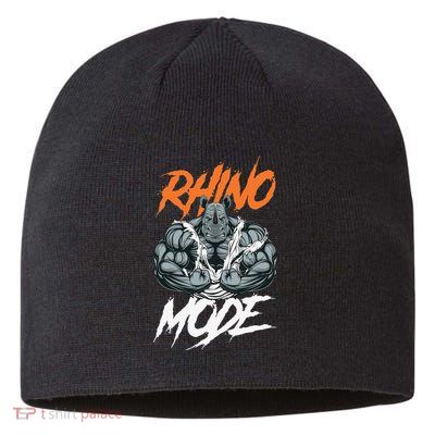 Funny Strong Rhino With Big Biceps Rhino Mode For Gym Lover Sustainable Beanie