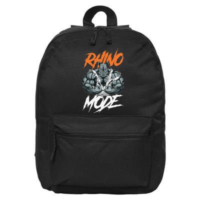 Funny Strong Rhino With Big Biceps Rhino Mode For Gym Lover 16 in Basic Backpack