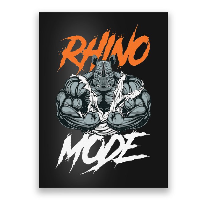 Funny Strong Rhino With Big Biceps Rhino Mode For Gym Lover Poster