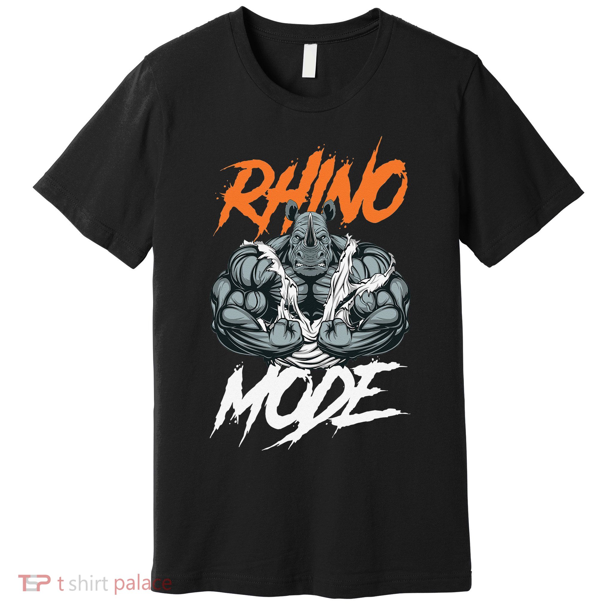 Funny Strong Rhino With Big Biceps Rhino Mode For Gym Lover Premium T-Shirt