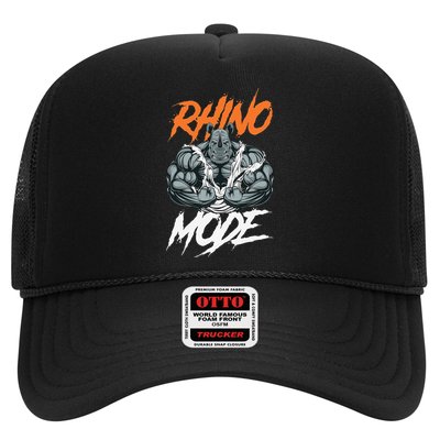 Funny Strong Rhino With Big Biceps Rhino Mode For Gym Lover Trucker Hat