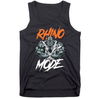 Funny Strong Rhino With Big Biceps Rhino Mode For Gym Lover Tank Top
