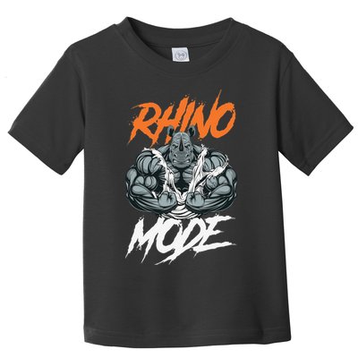 Funny Strong Rhino With Big Biceps Rhino Mode For Gym Lover Toddler T-Shirt