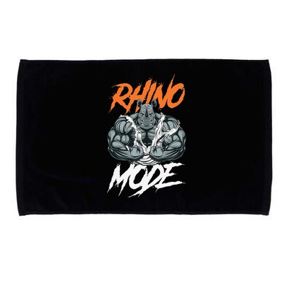 Funny Strong Rhino With Big Biceps Rhino Mode For Gym Lover Microfiber Hand Towel