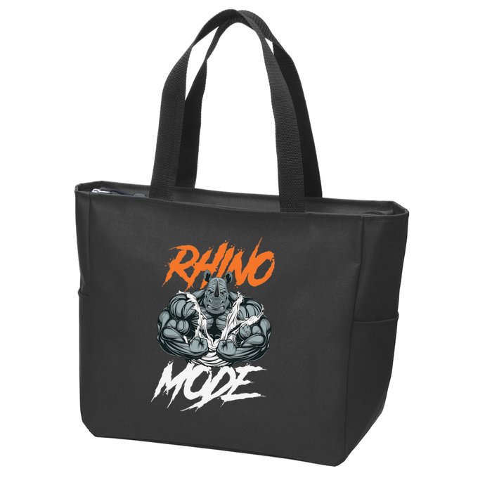Funny Strong Rhino With Big Biceps Rhino Mode For Gym Lover Zip Tote Bag