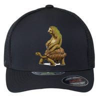 Funny Sloth Riding Turtle Speed Is Relative Flexfit Unipanel Trucker Cap