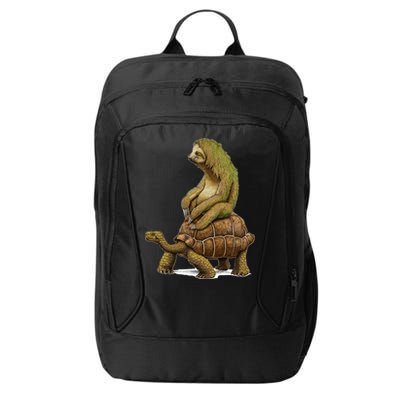 Funny Sloth Riding Turtle Speed Is Relative City Backpack