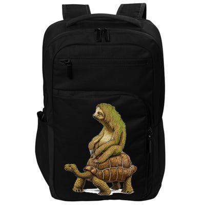 Funny Sloth Riding Turtle Speed Is Relative Impact Tech Backpack