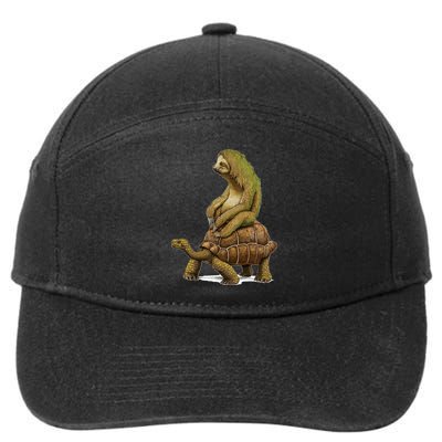 Funny Sloth Riding Turtle Speed Is Relative 7-Panel Snapback Hat