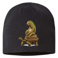 Funny Sloth Riding Turtle Speed Is Relative Sustainable Beanie