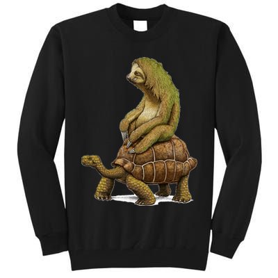 Funny Sloth Riding Turtle Speed Is Relative Tall Sweatshirt