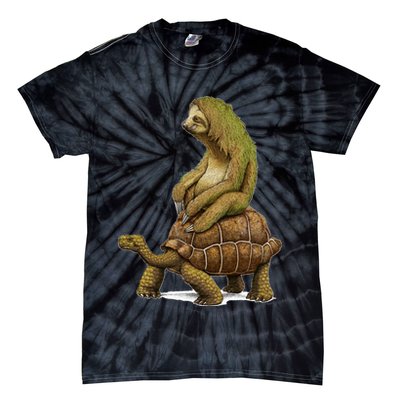 Funny Sloth Riding Turtle Speed Is Relative Tie-Dye T-Shirt