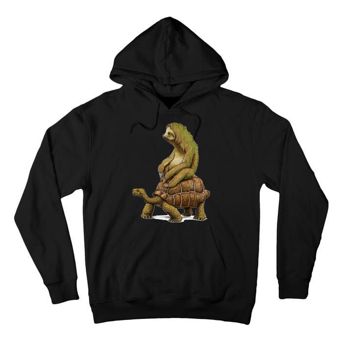 Funny Sloth Riding Turtle Speed Is Relative Tall Hoodie