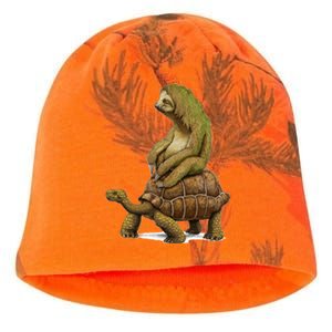 Funny Sloth Riding Turtle Speed Is Relative Kati - Camo Knit Beanie