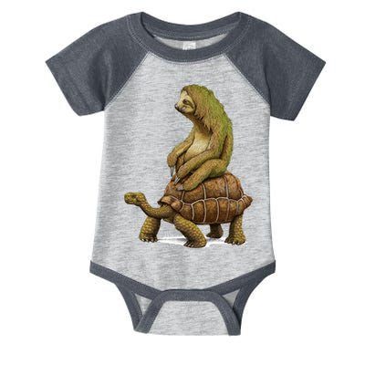 Funny Sloth Riding Turtle Speed Is Relative Infant Baby Jersey Bodysuit