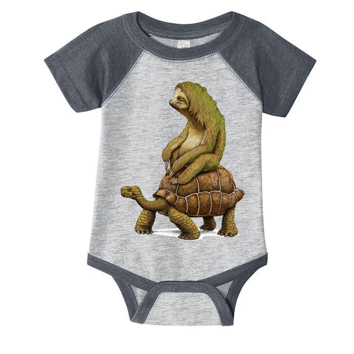 Funny Sloth Riding Turtle Speed Is Relative Infant Baby Jersey Bodysuit