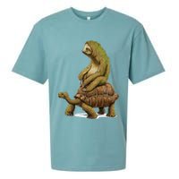 Funny Sloth Riding Turtle Speed Is Relative Sueded Cloud Jersey T-Shirt