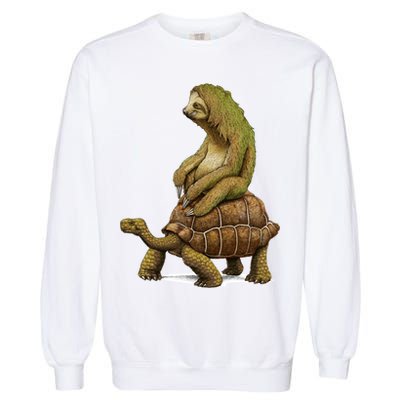 Funny Sloth Riding Turtle Speed Is Relative Garment-Dyed Sweatshirt