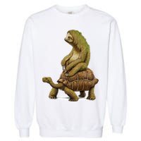 Funny Sloth Riding Turtle Speed Is Relative Garment-Dyed Sweatshirt