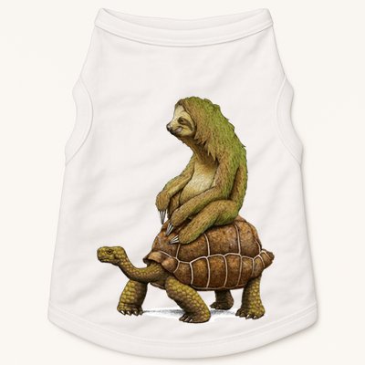 Funny Sloth Riding Turtle Speed Is Relative Doggie Tank