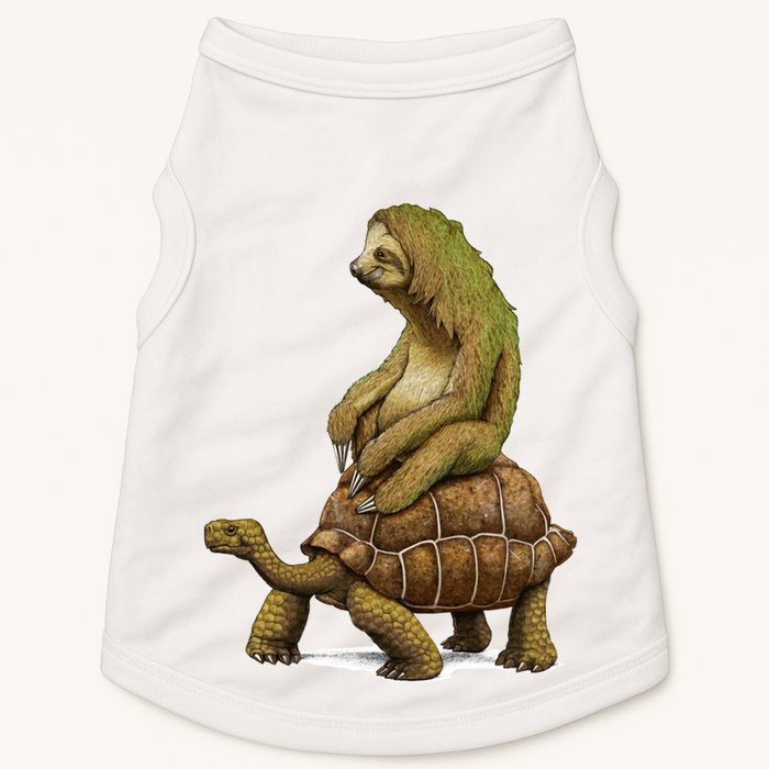Funny Sloth Riding Turtle Speed Is Relative Doggie Tank