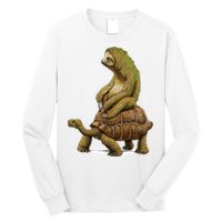 Funny Sloth Riding Turtle Speed Is Relative Long Sleeve Shirt