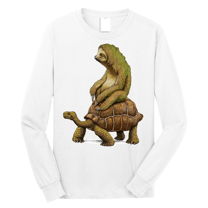 Funny Sloth Riding Turtle Speed Is Relative Long Sleeve Shirt